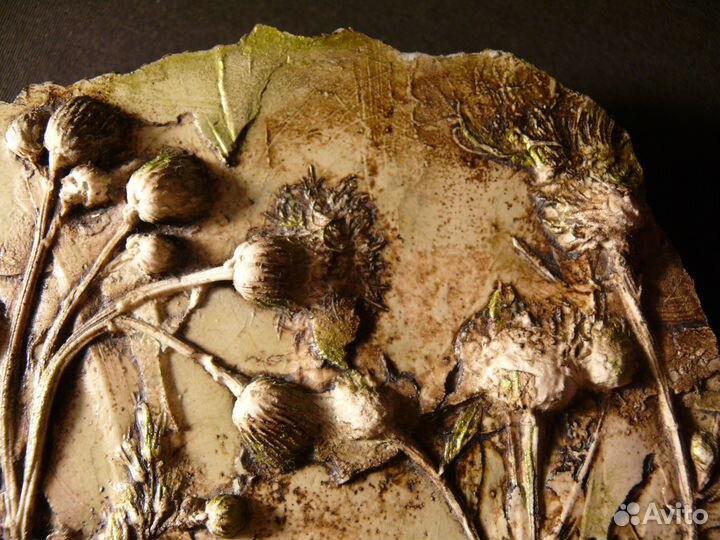 Гипсовое панно, ботанический барельеф