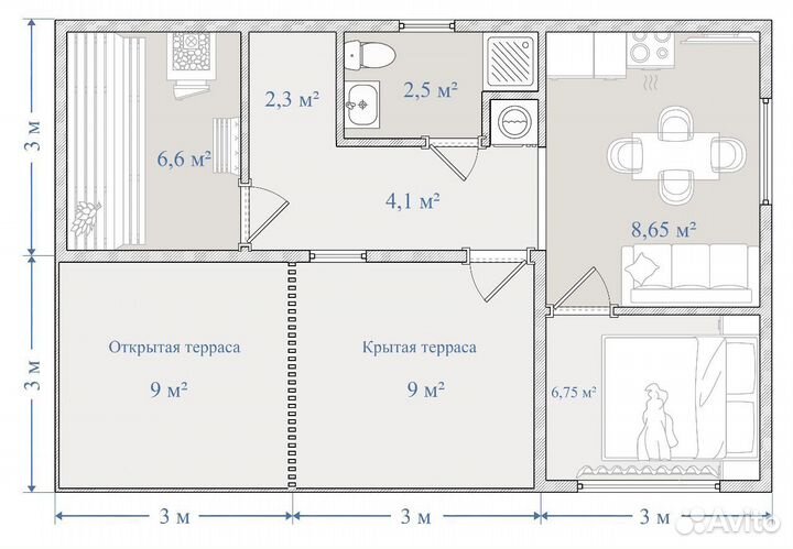 Дом модульный с баней (семейный, глэмпинг, база от