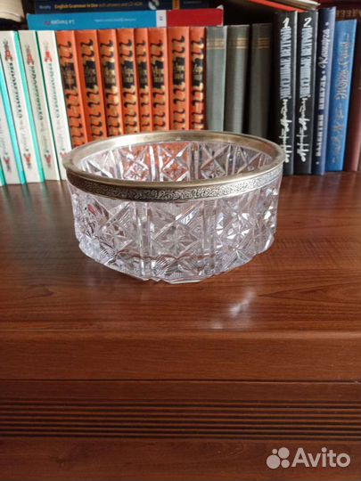Конфетница мельхиор хрусталь СССР Чехия