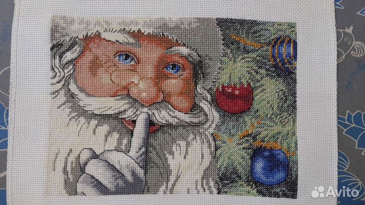 Вышивка крестом. Санта, ручная работа