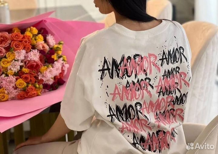 Футболка женская оверсайз модная Амор