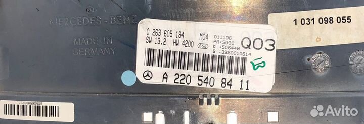 Панель приборов mercedes W220 S-Class A2205408411