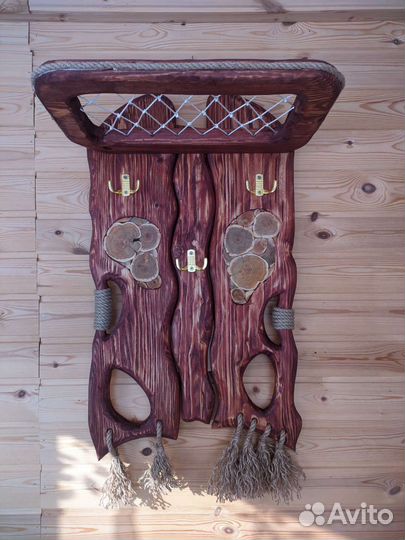 Полка вешалка деревянная