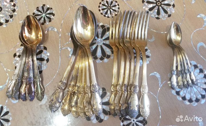 Ложки, вилки Роза позолоченные Кольчугино СССР