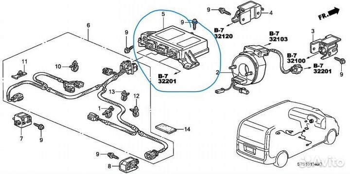 Блок управления AirBag Honda Stepwgn RF3 K20A 2003