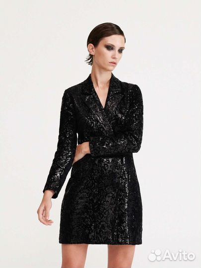 Платье пиджак в пайетках чёрное reserved S новое