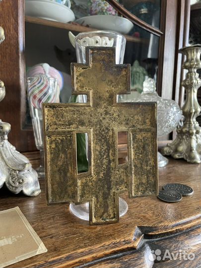 Старинная Икона крест с предстоящими