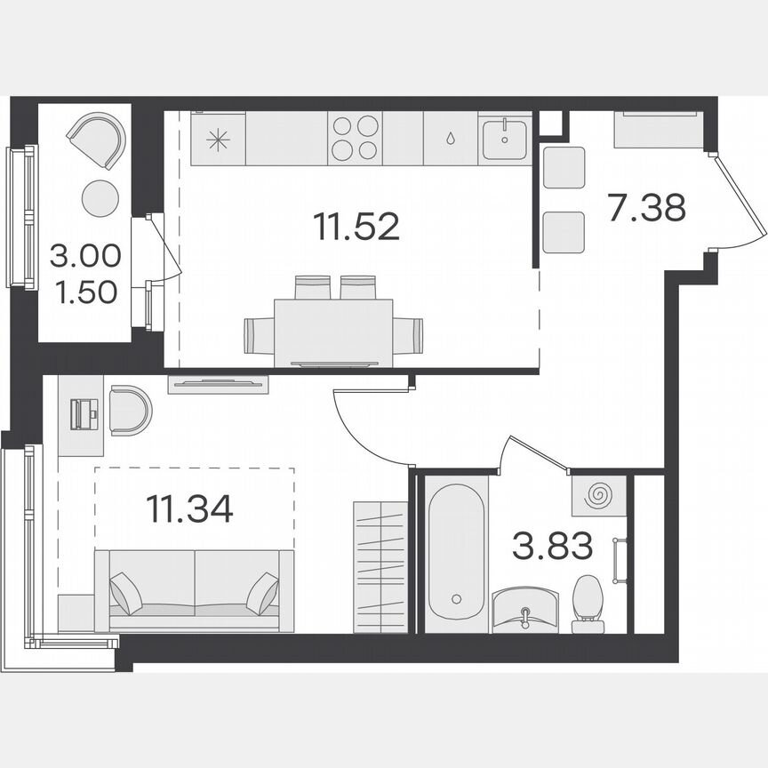1-к. квартира, 35,6 м², 14/15 эт.