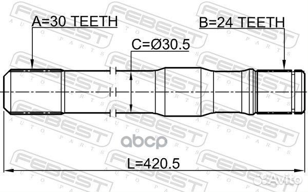 Полуось R 30x421x24 0112-HZJ79RH Febest