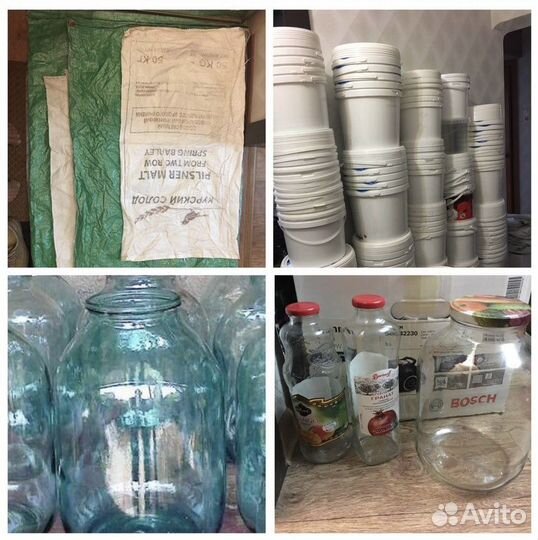 Банки стеклянные, бутылки много