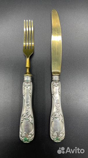 Вилка и нож ручка серебро