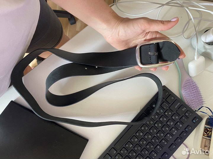 Ремень женский натуральная кожа черный