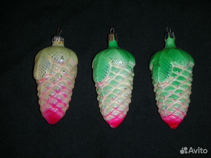 Елочные игрушки шишки, (3 шт), СССР