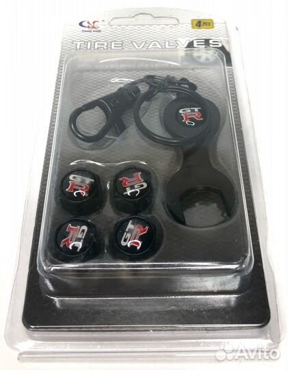 Колпачки на ниппеля - GT-R (с ключом/черный) (Серы