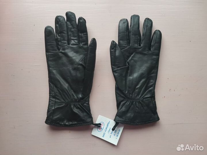 Женские перчатки с биркой, Кожа