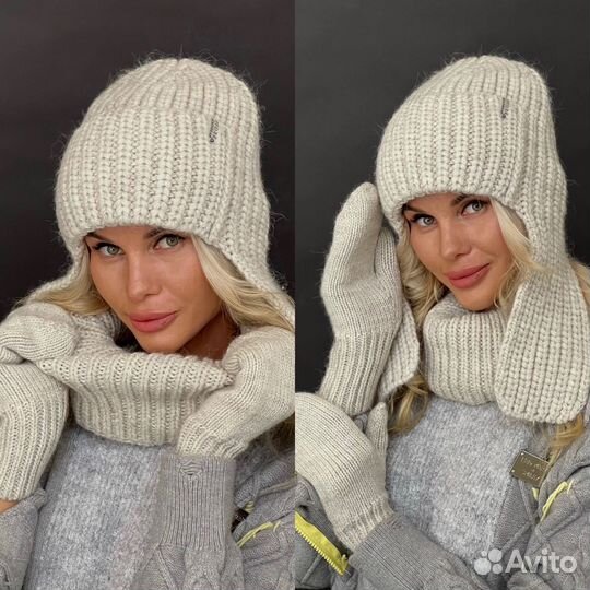 Комплект шапка, снуд и варежки