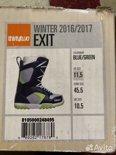 Ботинки для сноуборда thirtytwo Exit blue/green