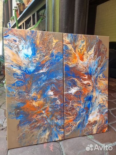Картины(акрил)техника флюид арт
