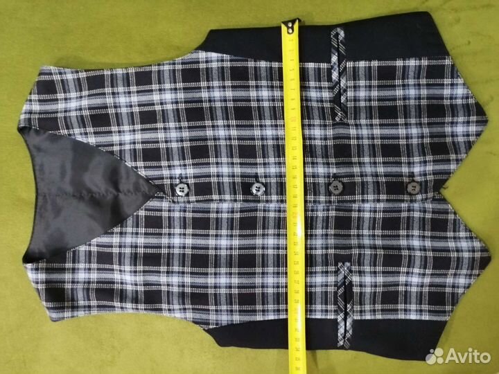 Жилетка школьная синяя клетка на мальчика