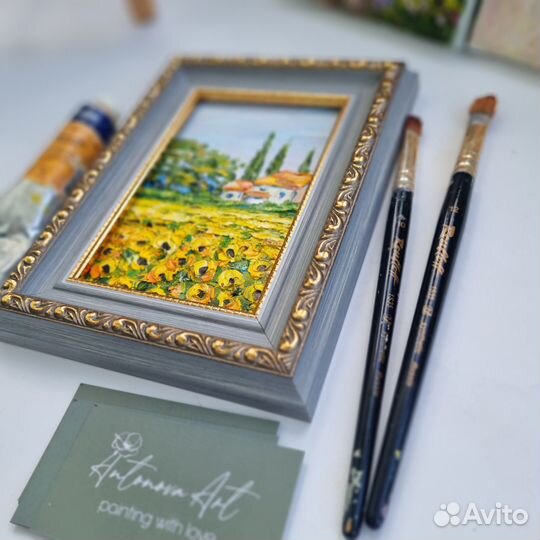 Картина маслом Прованс подсолнухи цветы пейзаж