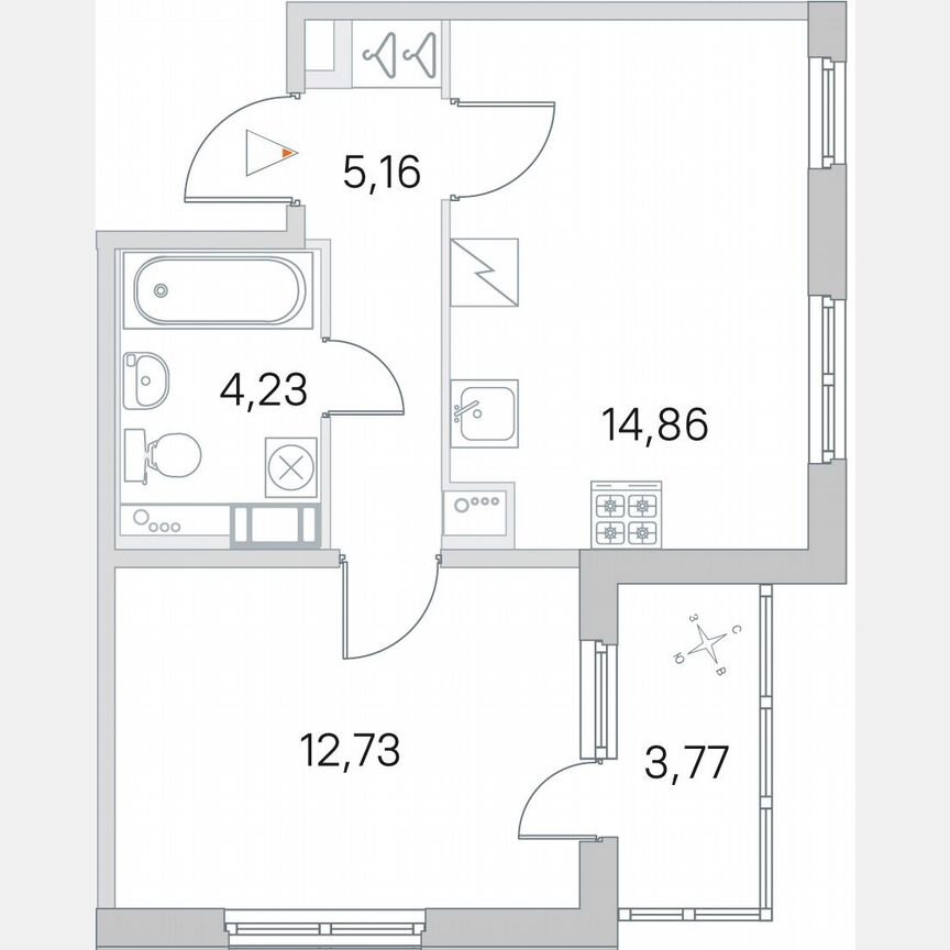 1-к. квартира, 38,9 м², 5/5 эт.