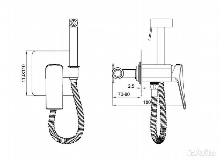 Встраиваемый гигиенический душ PT829006CR