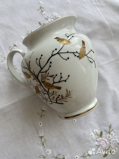 Чашки и молочник лфз серия «Золотые птички» 1950-е