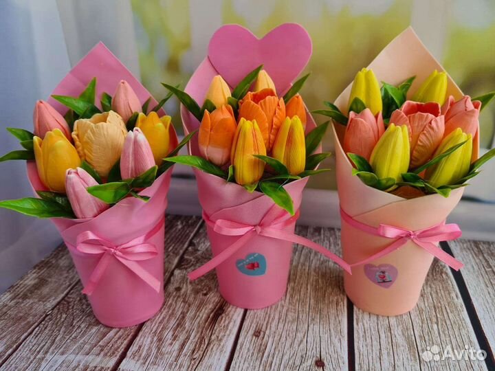 Мыло ручной работы Тюльпаны Цветы Букет Выпускной