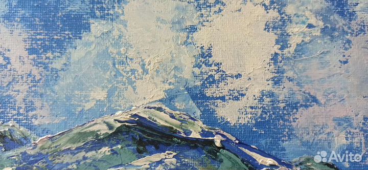 Горное озеро маслом на холсте