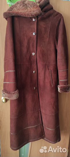 Дубленка натуральная женская 50 52 с капюшоном