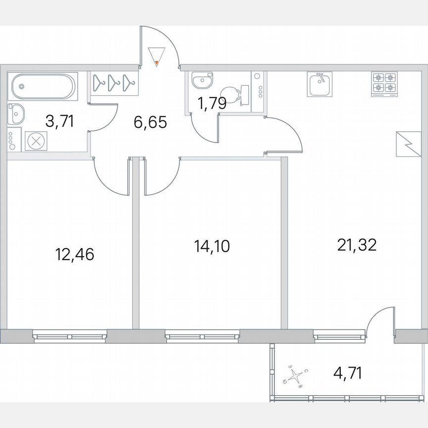 2-к. квартира, 61,4 м², 2/5 эт.
