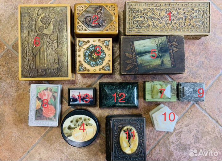 Шкатулки. Старинные. Дерево. Камень