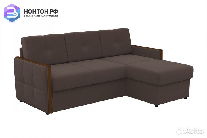 Диван угловой дельфин Сандра коричневый