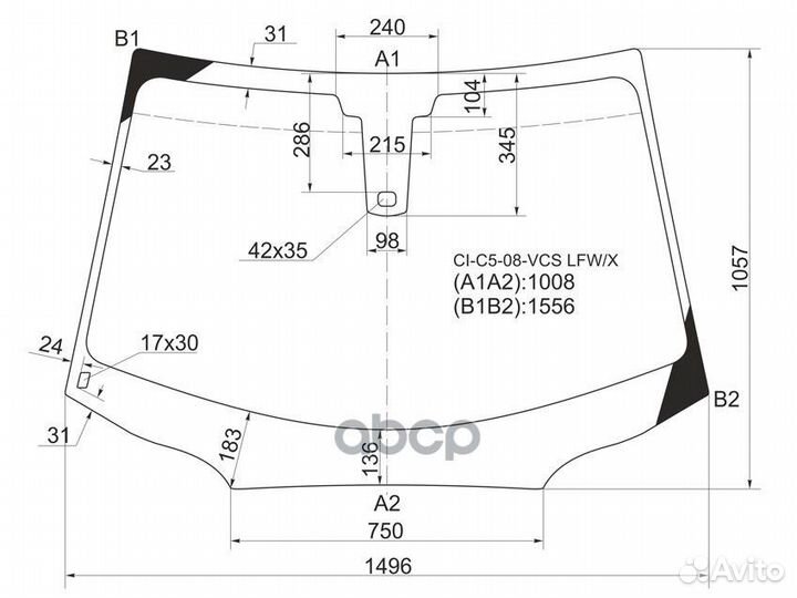 Стекло лобовое + дд citroen C5 4/5D 08-17 CI-C5