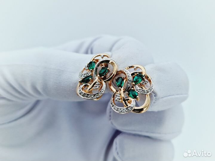 Золотые Серьги 585 пробы с бриллиантами. Рассрочка