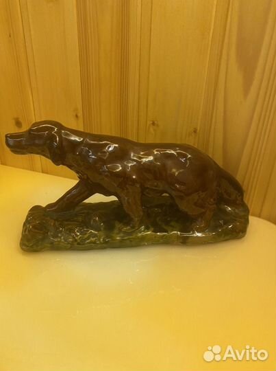 Статуэтка «Сеттер» ссср,обливная керамика.Гжель