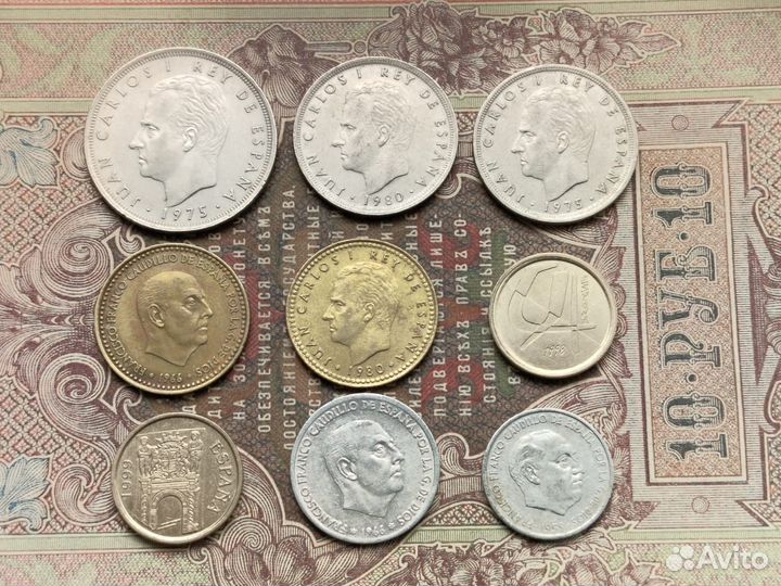 Монеты Франции, Испании, Кипра, Румынии, Швеции