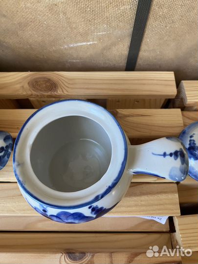 Горшочки с ручкой новые Гжель СССР, винтаж