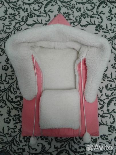 Конверт зимний на девочку+шапочка