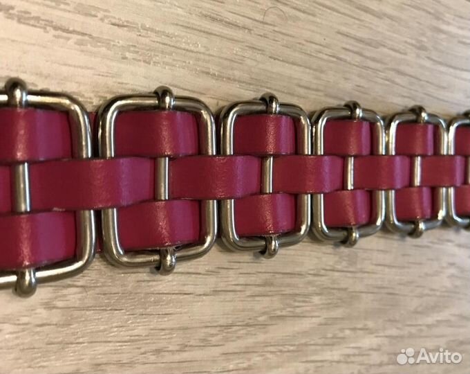 Ремень кожаный с металлическими вставками