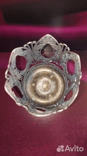 Подставка под вазу мельхиор, скань