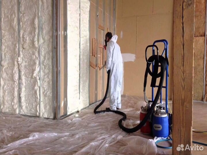 Утепление напылением пенополиуретана от 100 м.кв