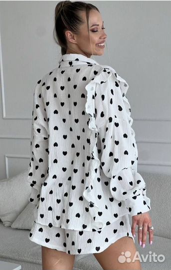 Костюм женский двойка с нежным принтом