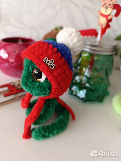 Вязаные игрушки ручной работы, змея, символ года