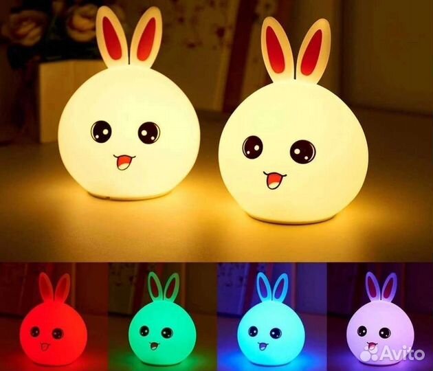 Мягкий силиконовый ночник зайчик