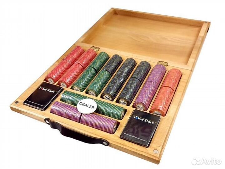 Набор для покера Luxury Ceramic на 500 фишек в кейсе из бука, Partida 63894