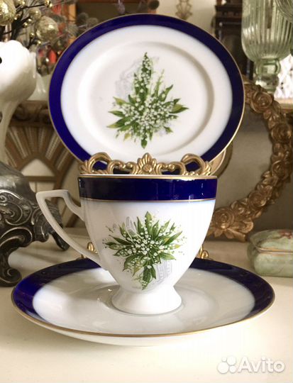 Чашка с блюдцем винтаж ландыши