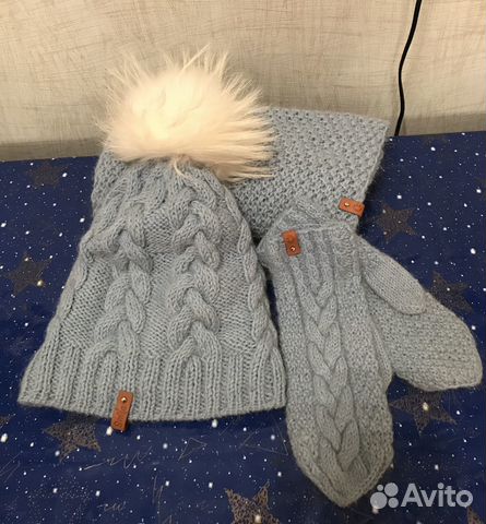 Шапка, снуд, варежки ручная вязка