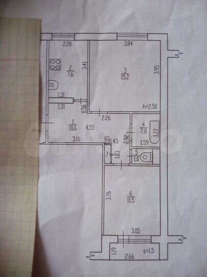 2-к. квартира, 49,1 м², 5/5 эт.