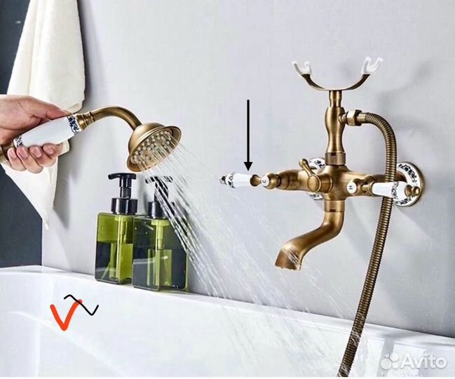 Смеситель с керамикой ретро латунь для душа